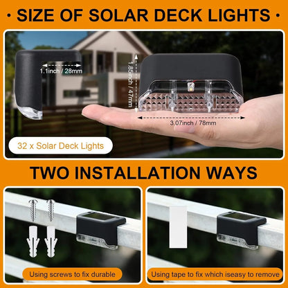 LED Solar Step / Path / Stairs / Balcony / Fence Outdoor Waterproof Garden Lights - 4-32 Pack
