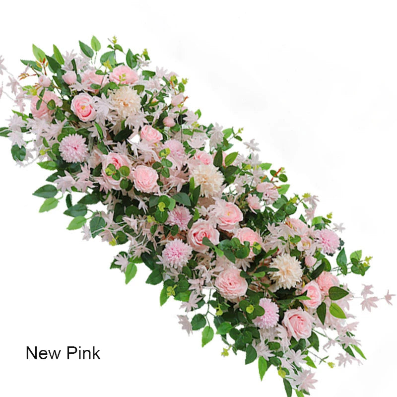 50/100cm Elegant Silk Peony & Rose Floral Row – Perfect for Weddings & Events