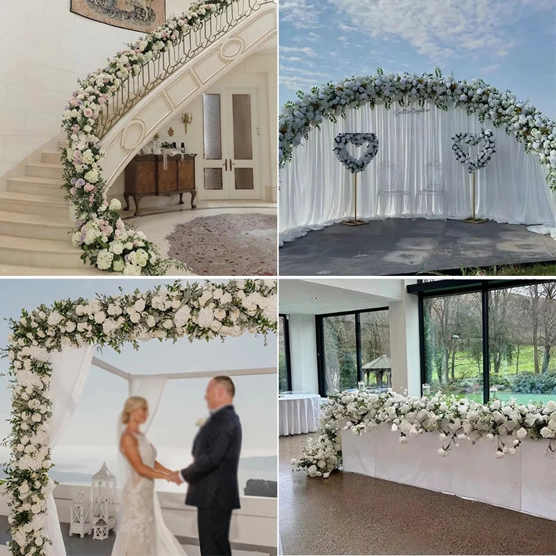 50/100cm Elegant Silk Peony & Rose Floral Row – Perfect for Weddings & Events