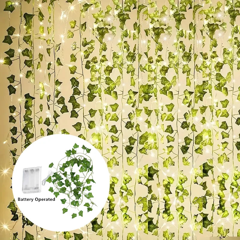 Artificial Ivy Leaf Battery Operated LED String Lights for Home Décor, Weddings, Christmas, Special Events