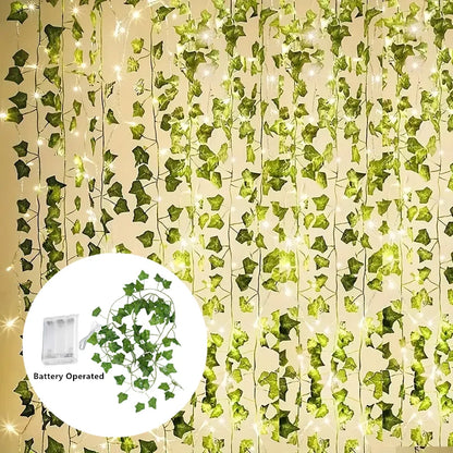 Artificial Ivy Leaf Battery Operated LED String Lights for Home Décor, Weddings, Christmas, Special Events