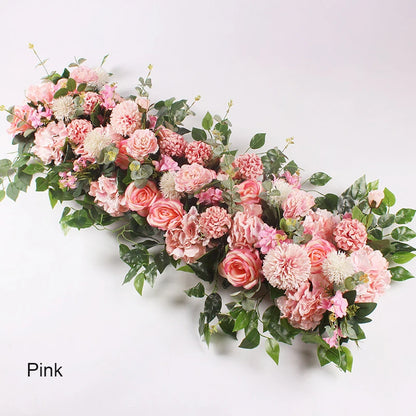 50/100cm Elegant Silk Peony & Rose Floral Row – Perfect for Weddings & Events
