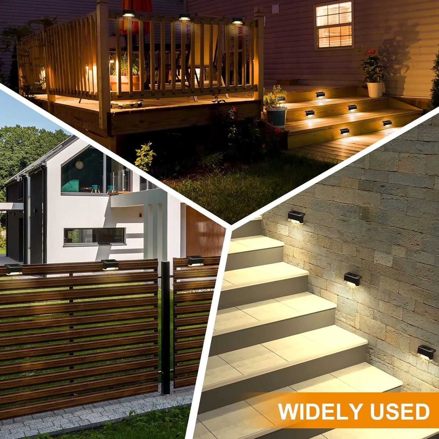 LED Solar Step / Path / Stairs / Balcony / Fence Outdoor Waterproof Garden Lights - 4-32 Pack
