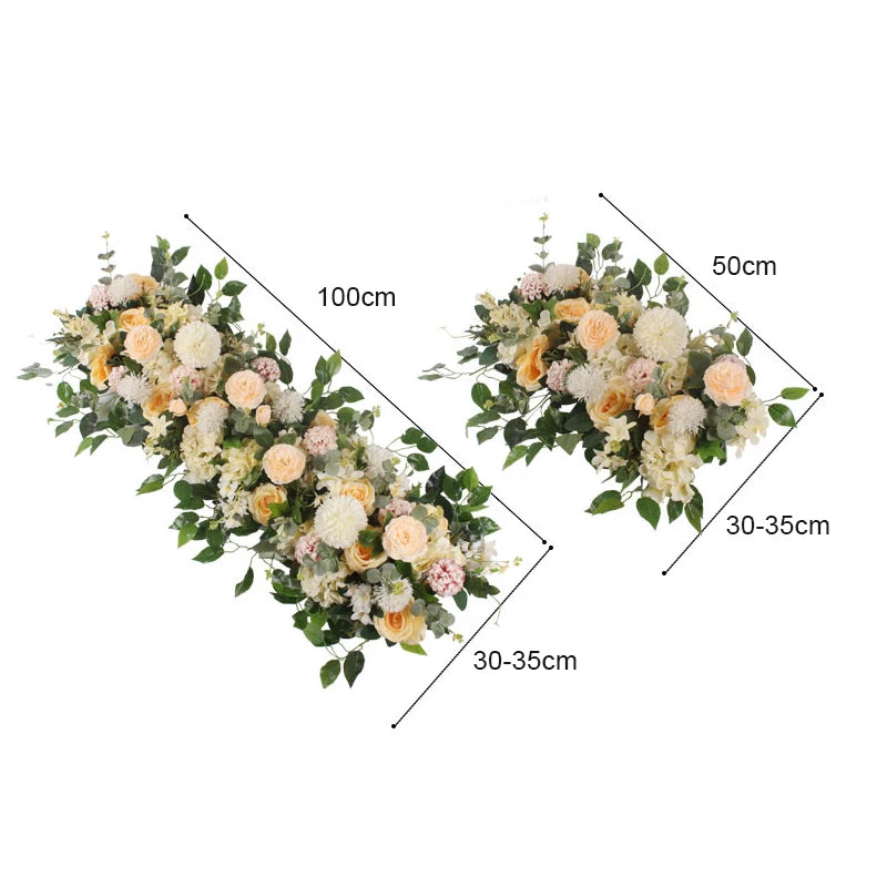 50/100cm Elegant Silk Peony & Rose Floral Row – Perfect for Weddings & Events