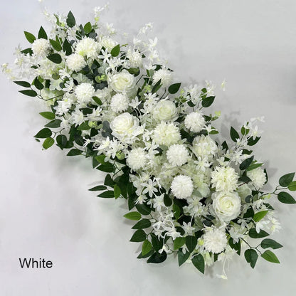 50/100cm Elegant Silk Peony & Rose Floral Row – Perfect for Weddings & Events