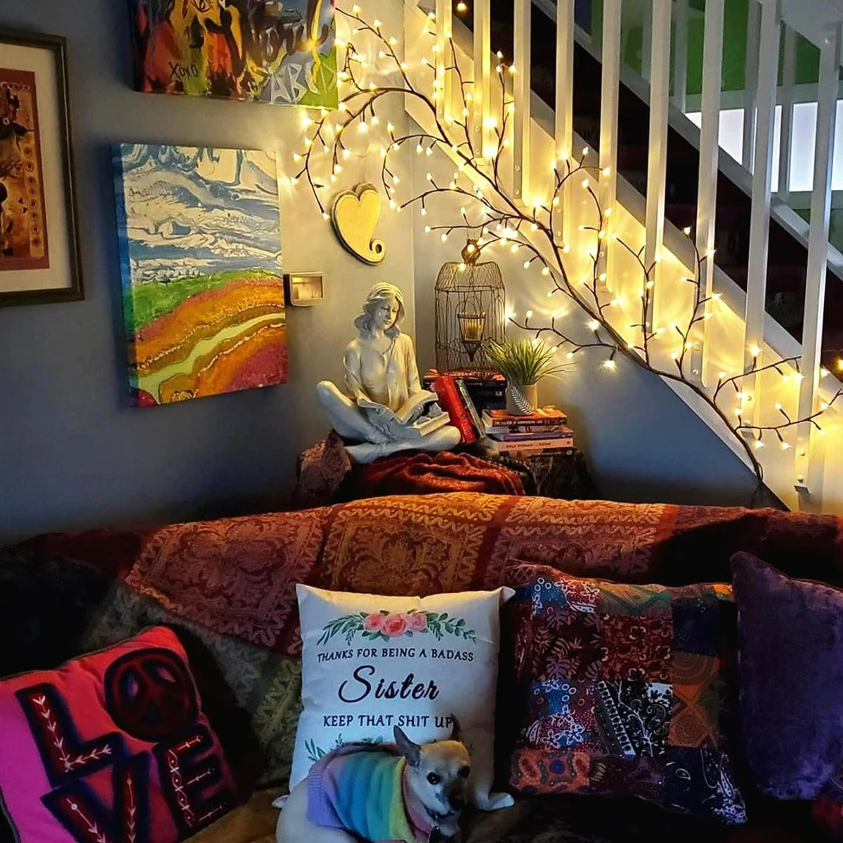 72/96 LED Bendable Willow Vine Lights - USB or Solar