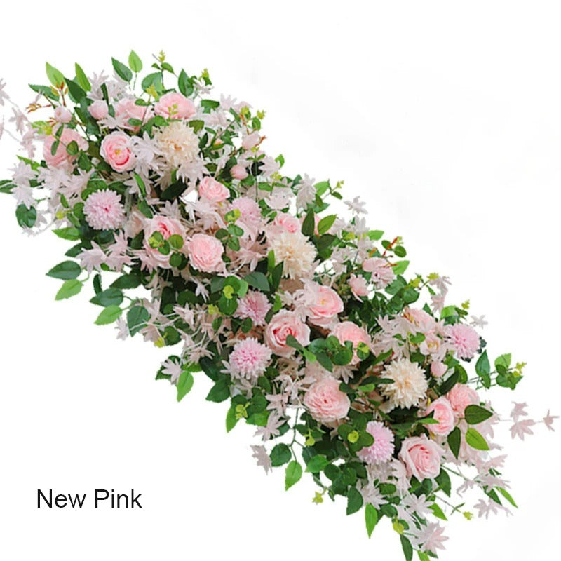 50/100cm Elegant Silk Peony & Rose Floral Row – Perfect for Weddings & Events