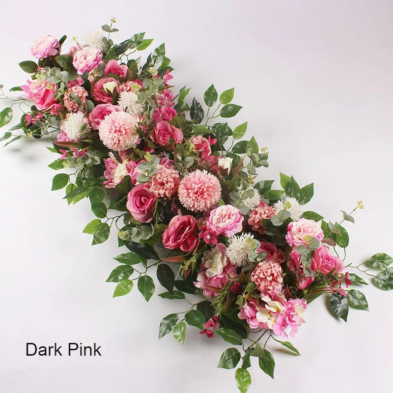50/100cm Elegant Silk Peony & Rose Floral Row – Perfect for Weddings & Events